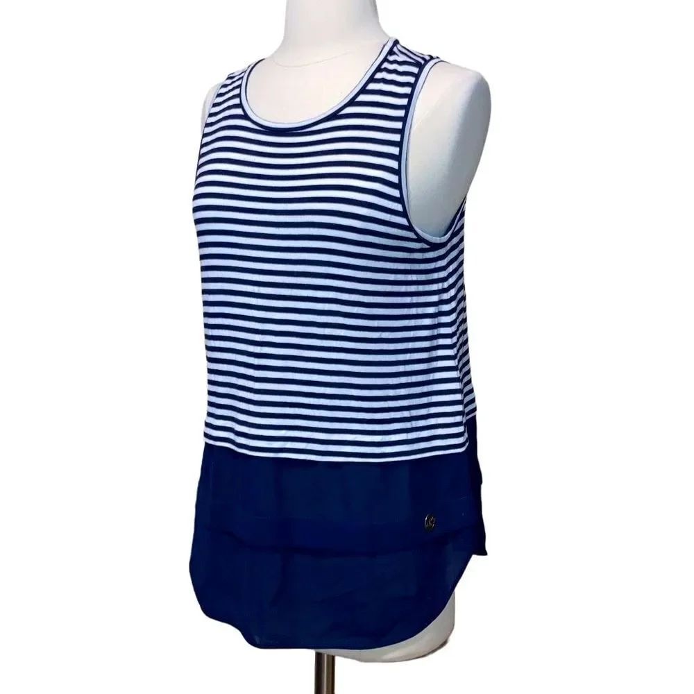 Michael Kors - Women’s Navy & White Stripped Tank Top - Layered Look sz S